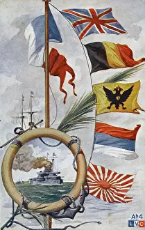 Serbian Prints: WW1 - Flags of the Allies - French postcard