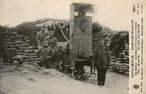 Sandbags Prints: WW1 - French / Serbian Artillery position in Serbia