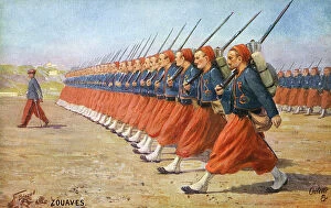 Images Dated 15th March 2017: WW1 - French zouaves of the Armee d Afrique