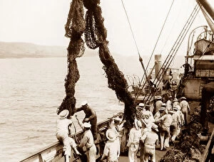 Nets Collection: WW1 Gallipoli British sailors deploying submarine nets