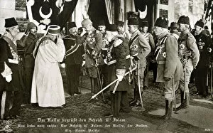 WW1 - The German Kaiser, Wilhelm II (1859-1941) meets the Shaykh al-Islam (Urguplu Mustafa Hayri Efendi 1867-1922)
