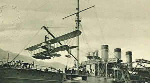 Recover Prints: WW1 German Navy recovering an enemy French Biplane
