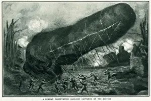 Seize Prints: WW1 - German observation ballon captured by the British