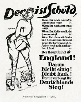 Dachshund Prints: WW1 - German poster shows England as Hauptfiend