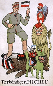 Images Dated 16th June 2016: WW1 - German Propaganda - Taming the Allied animals
