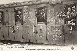 Enthusiasm Prints: WW1 - German soldiers on a train on their way to the front