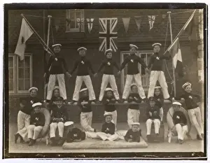 Lads Prints: WW1 - Group of British Sea Scouts - with flags of the Allies