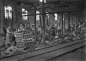 Shrapnel Prints: WW1 - Group of manual workers in a factory - Shrapnel
