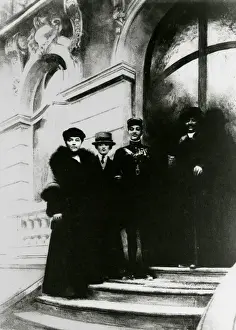 Storks Prints: WW1 - Guynemer with proud relatives at his home in Compiegne