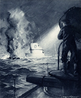 Attacks Collection: WW1 - HMS Badger rams U-19 German Navy U-Boat, 1914