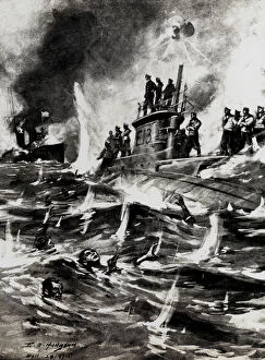 Torpedoed Gallery: WW1 - HMS E13 British submarine - Aground and attacked