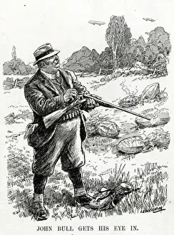 Zeppelins Prints: WW1 - John Bull and Zeppelins