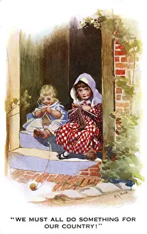 WW1 knitting - patriotic postcard
