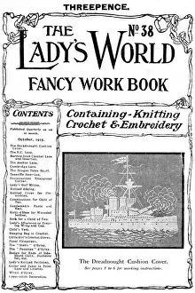 Needlework Prints: WW1 The Ladys World cover - dreadnought cushion cover