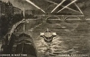 Searchlight Prints: WW1 - London in wartime searchlights over the River Thames