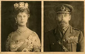 Images Dated 24th March 2016: WW1 - Portrait postcard of King George V and Queen Mary