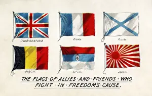 Postcards Prints: Ww1 Postcard Flags 1915
