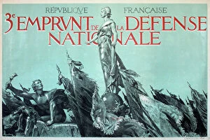 Allegorical Collection: WW1 poster, 3e Emprunt de la Defense Nationale (Third National Defence War Loan), French Republic