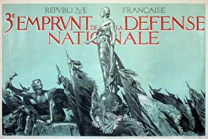 Allegorical Collection: WW1 poster, 3e Emprunt de la Defense Nationale (Third National Defence War Loan), French Republic
