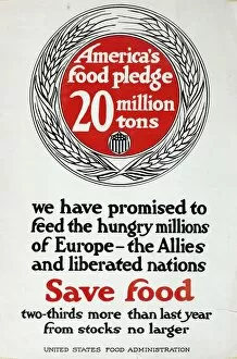 Images Dated 19th November 2015: WW1 poster, Americas food pledge