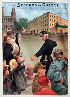 Civilians Gallery: WW1 poster, Le Secours de Guerre (relief agency for war victims), showing a gendarme
