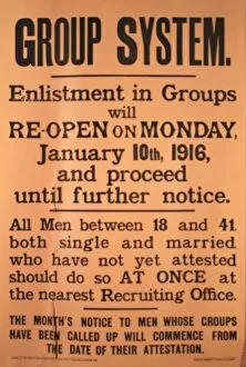 Images Dated 14th February 2014: WW1 recruitment poster, Group System