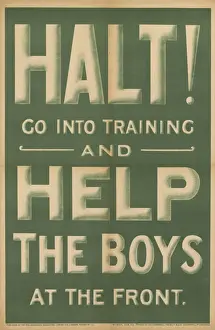 Halt Prints: WW1 Recruitment Poster -- Halt