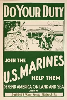 Images Dated 19th November 2015: WW1 recruitment poster, Join the US Marines