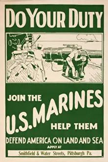 Defend Prints: WW1 recruitment poster, Join the US Marines