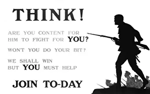 WW1 recruitment poster with silhouette