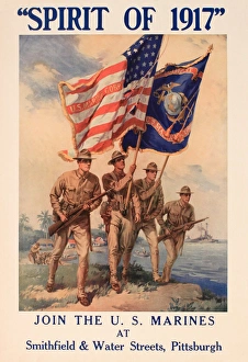 Images Dated 15th June 2017: WW1 recruitment poster, Spirit of 1917, US Marines
