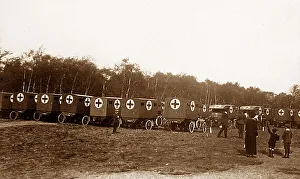 Ambulances Prints: WW1 Red Cross ambulances