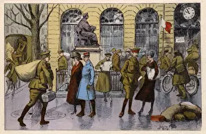 Parcels Prints: WW1, Rouen, France, British Post Office and Boieldieu Statue