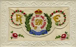 WW1 Royal Engineers - Silk Embroidered Greetings Card