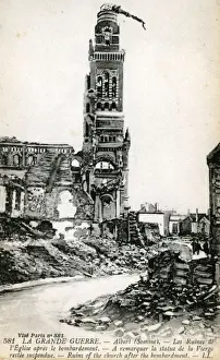 Somme Prints: WW1 Ruins of Church, Albert, Picardie