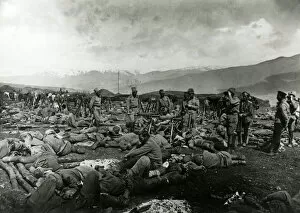 Exhausted Collection: WW1 - Russian troops rest after battle on Turkish front