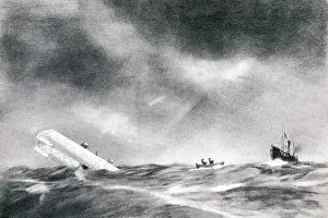 Crashes Prints: WW1 - Seaplane crash, 1915
