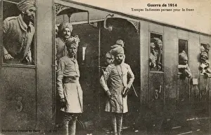 Jan17 Prints: WW1 - Sikh Indian soldiers in France departing for the front