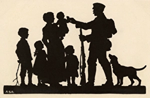 Images Dated 8th November 2016: WW1 - Silhouette - A German soldier departing for the war