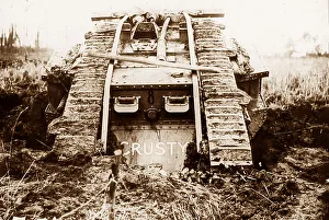 WW1 Tank going through shell holes