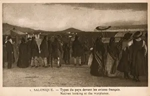 Thesalonica Prints: WW1 - Thessaloniki, Greece - Local People examining Aircraft
