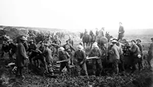 Unloading Prints: WW1 Unloading ammunition near Le Sars, France - March 1917