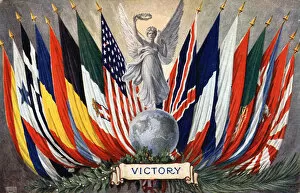 Images Dated 4th December 2019: WW1 - Victory - The flags of the victorious nations