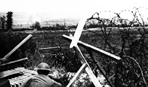 Shelling Collection: WW1 - View across the Douve Valley shelling Messines