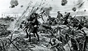Explosions Prints: WW1 - Western Front - Highlanders at Longueval, France, 1916