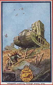Camouflaged Prints: WW1 - Whippet Tanks crash through enemy German wire