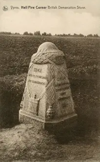 Mar19 Prints: WW1 - Ypres - Hell Fire Corner, British Demarcation Stone