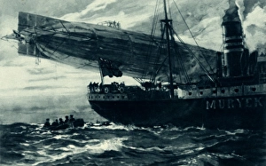 WW1 - Zeppelin holding up Norwegian Vessel, North Sea, 1915 WW1 - Zeppelin holding up Norwegian Vessel, North Sea, 1915