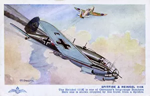 Heinkel Collection: WW2 Aircraft - A Spitfire and Heinkel 111K