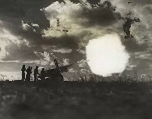 Advancing Collection: WW2 - Allied forces firing a 4. 5 inch gun near Tarhuna